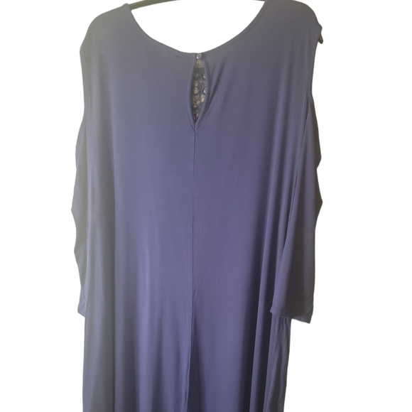 Lane Bryant Top Cold Shoulder Flattering Lace on Chest 3/4 Sleeve Blue Sz 2X - Picture 2 of 9